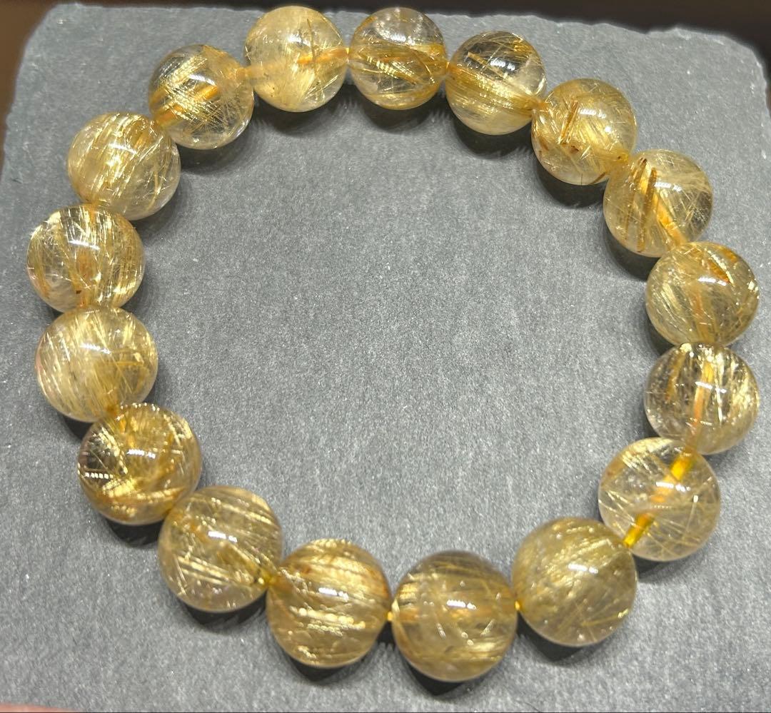 ゴールド　ルチル　クォーツブレスレット　12.5mm