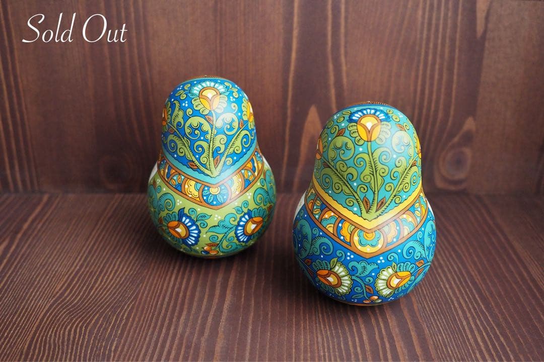 ロシア雑貨☆ヒマワリサモワール&ティーセット オリガ作マトリョーシカ