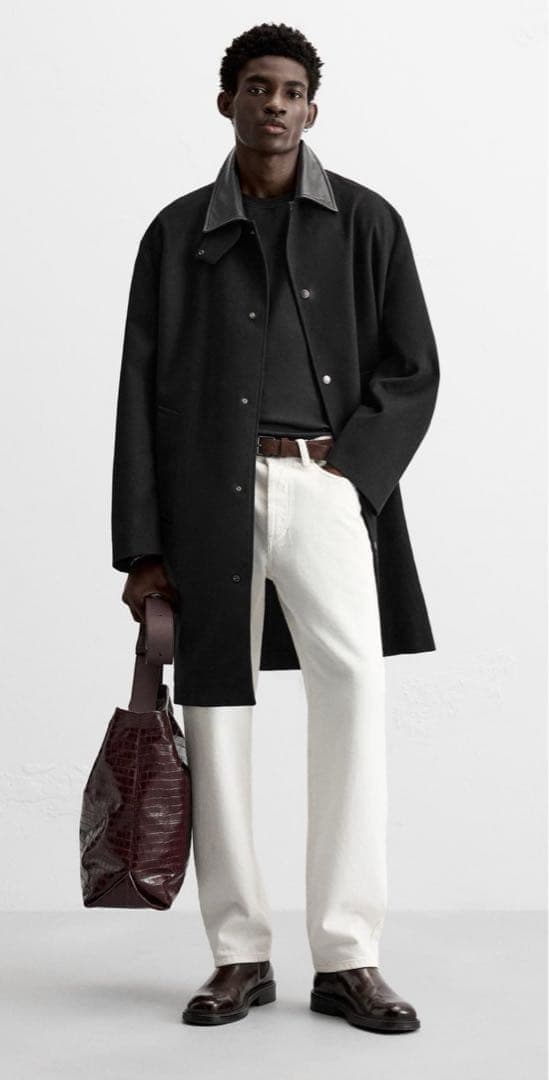 24AW レザーカラーコート ZARA LIMITED EDITION 襟レザー