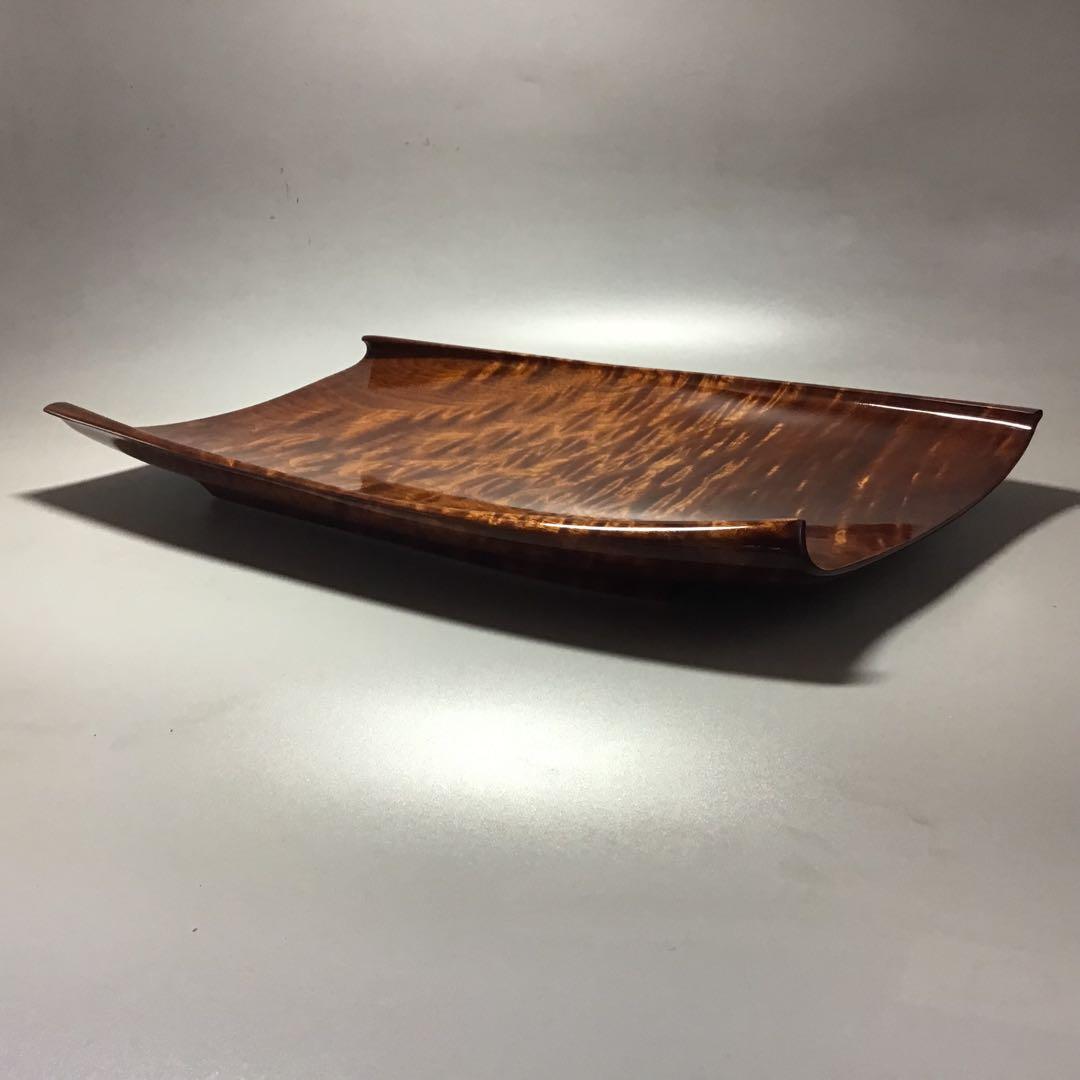 楠玉杢造り流風紋拭き漆盛器