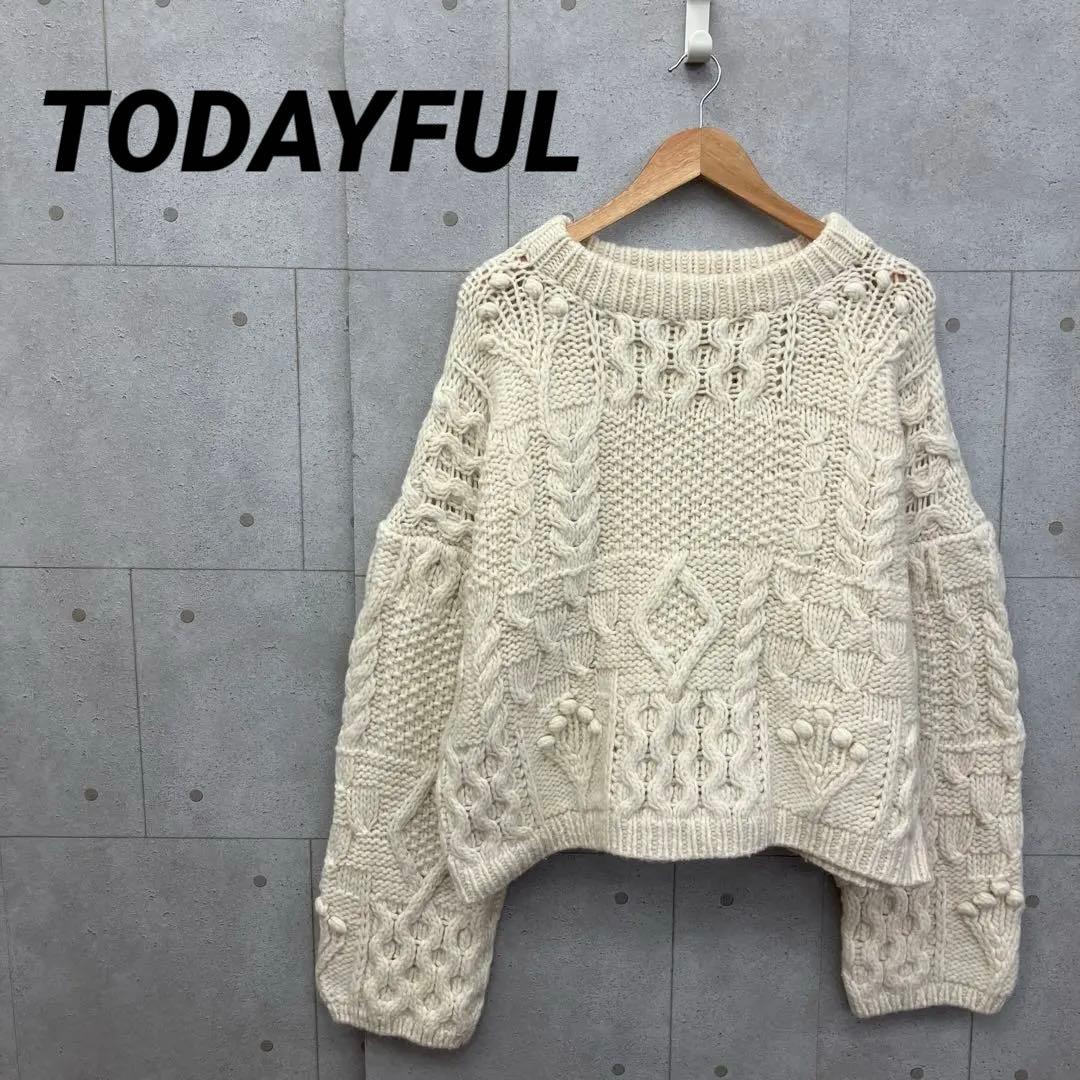 TODAYFUL トゥデイフル パターンハンドニット Fサイズ アイボリー