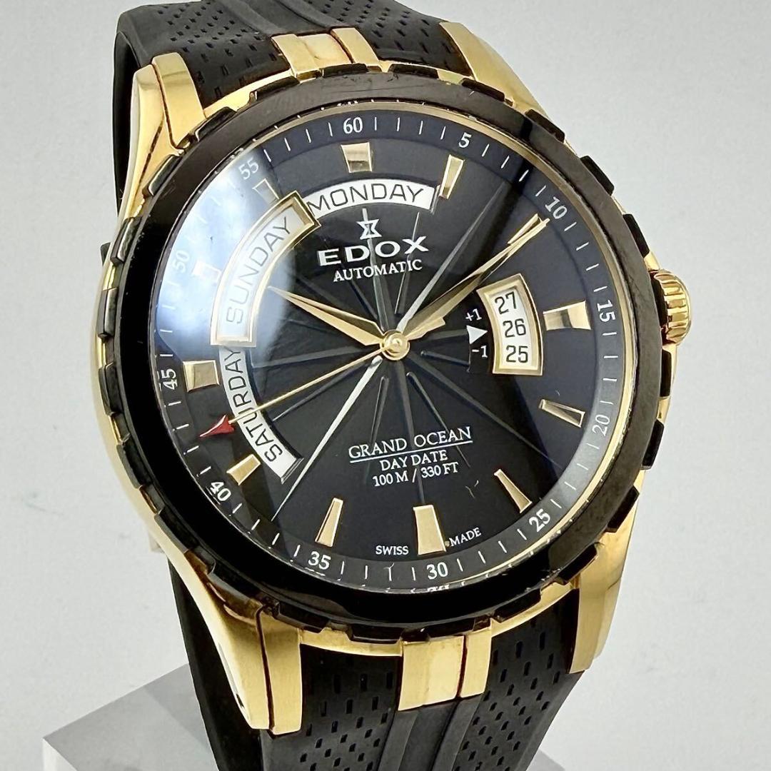 【希少】エドックス グランドオーシャン スポラグ 黒/金 腕時計 裏スケウォッチ