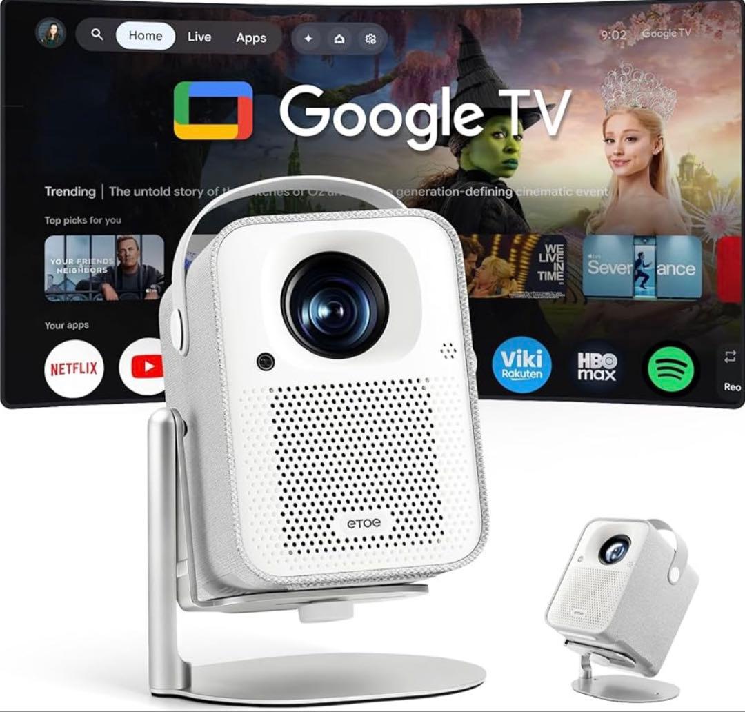ETOE プロジェクター 小型 Google TV搭載 フルHD 1080p