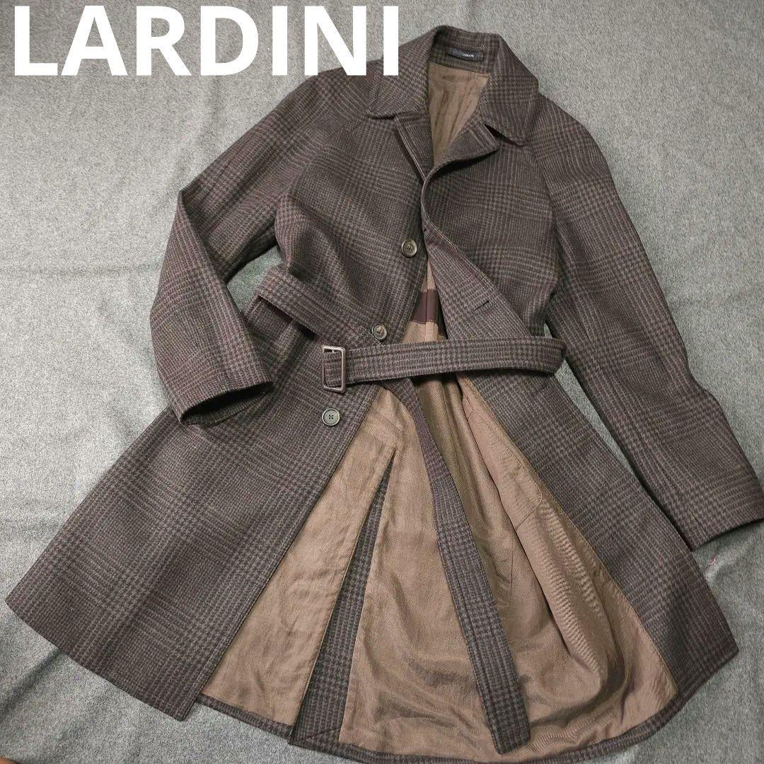 【ラルディーニ】人気グレンチェック柄総柄 ベルテッドトレンチコート S