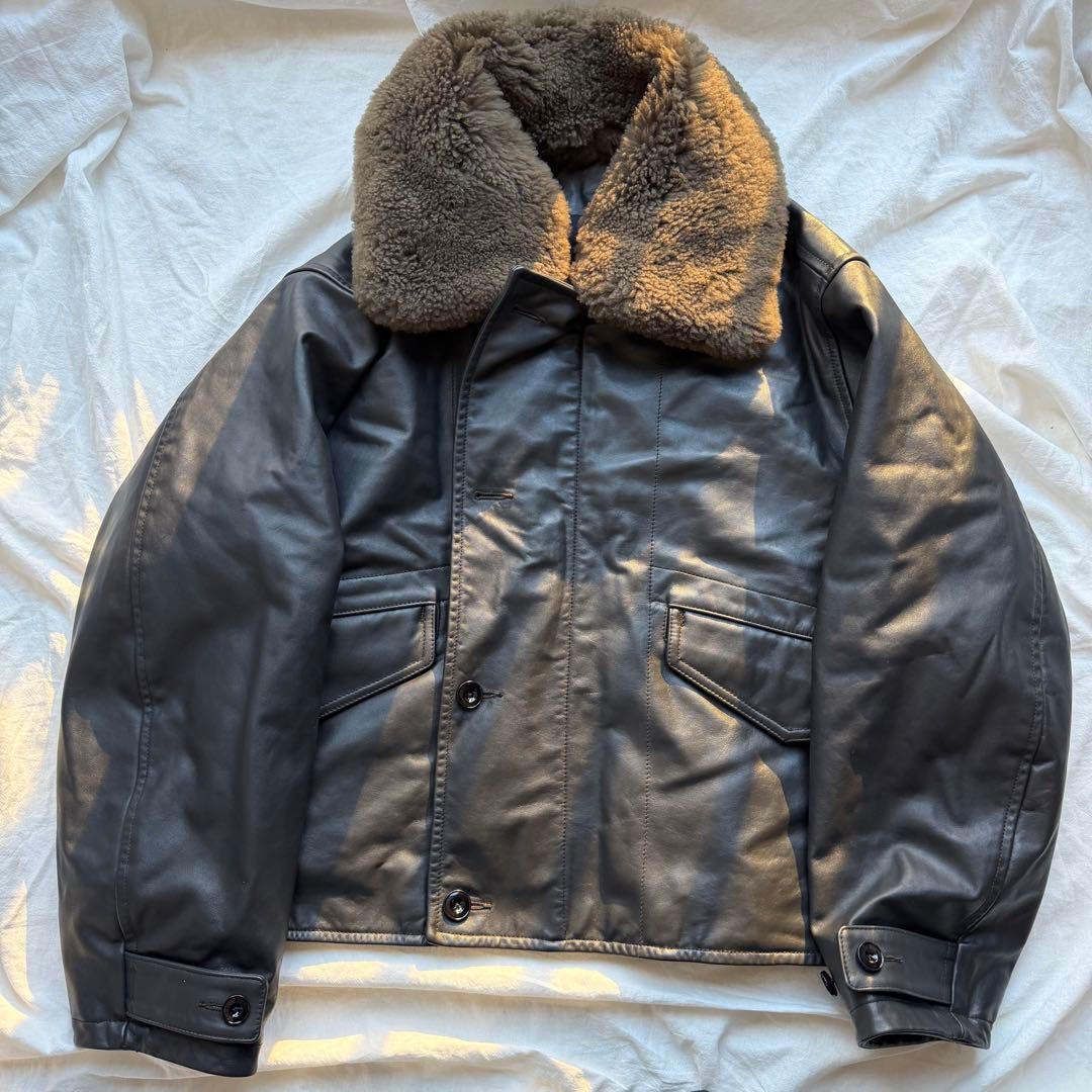 24AW LEMAIRE シアリング レザーフライトジャケット