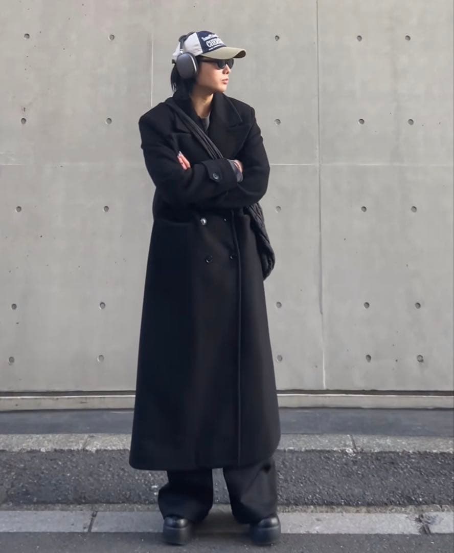 【極美シルエット】Apozi アポジ マキシ丈 ロングコート ブラック モード