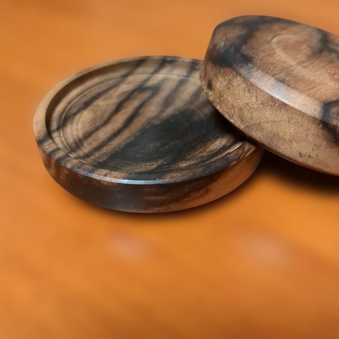 黒柿　小物入れ　香合　手作り木工