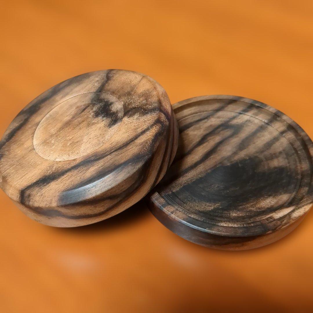 黒柿　小物入れ　香合　手作り木工