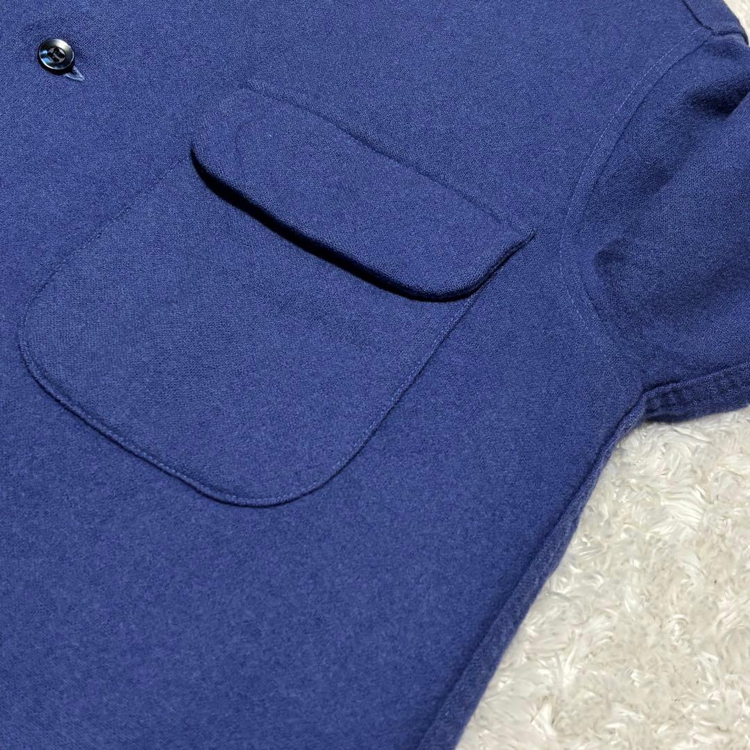 希少 70s ペンドルトン USA製 ボードシャツ 単色 無地 開襟 ネイビー