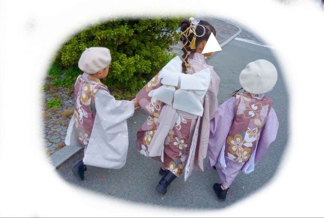 【ひよこ商店】七五三 3歳 着物　被布コートセット　女の子（ベレー帽付き）