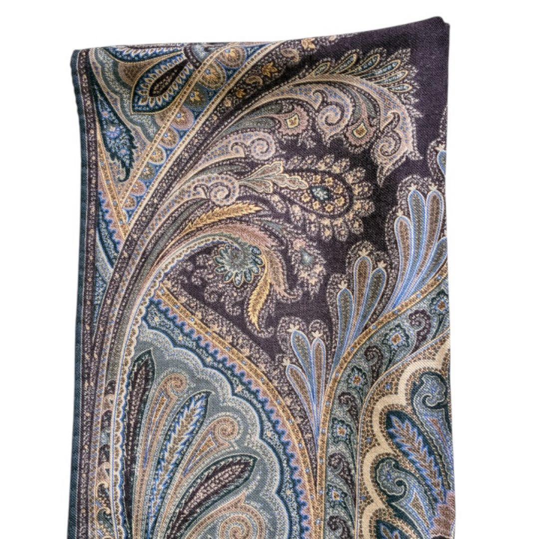 新品未使用✨エトロ 大判 ストール ペイズリー イタリア製ネイビー