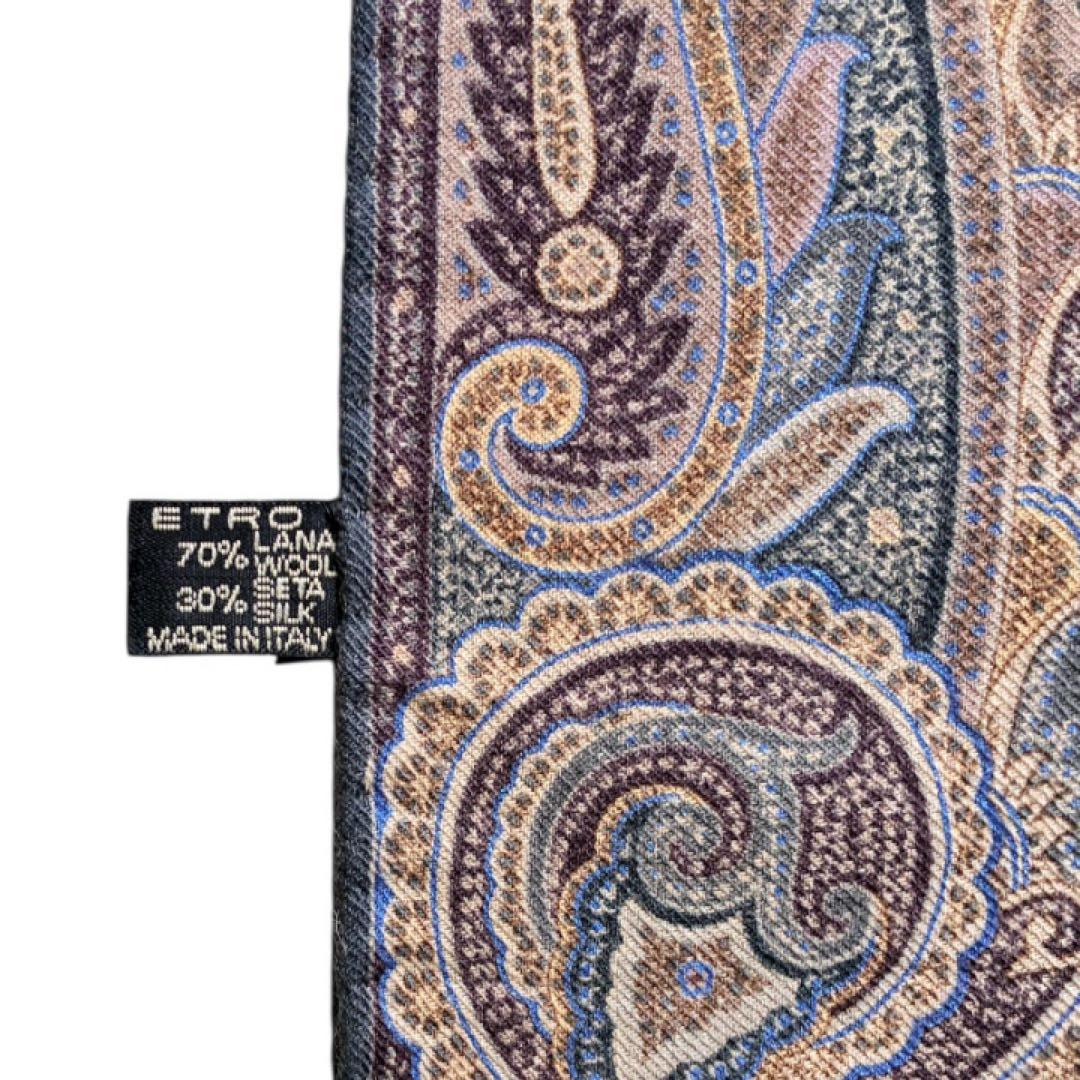新品未使用✨エトロ 大判 ストール ペイズリー イタリア製ネイビー