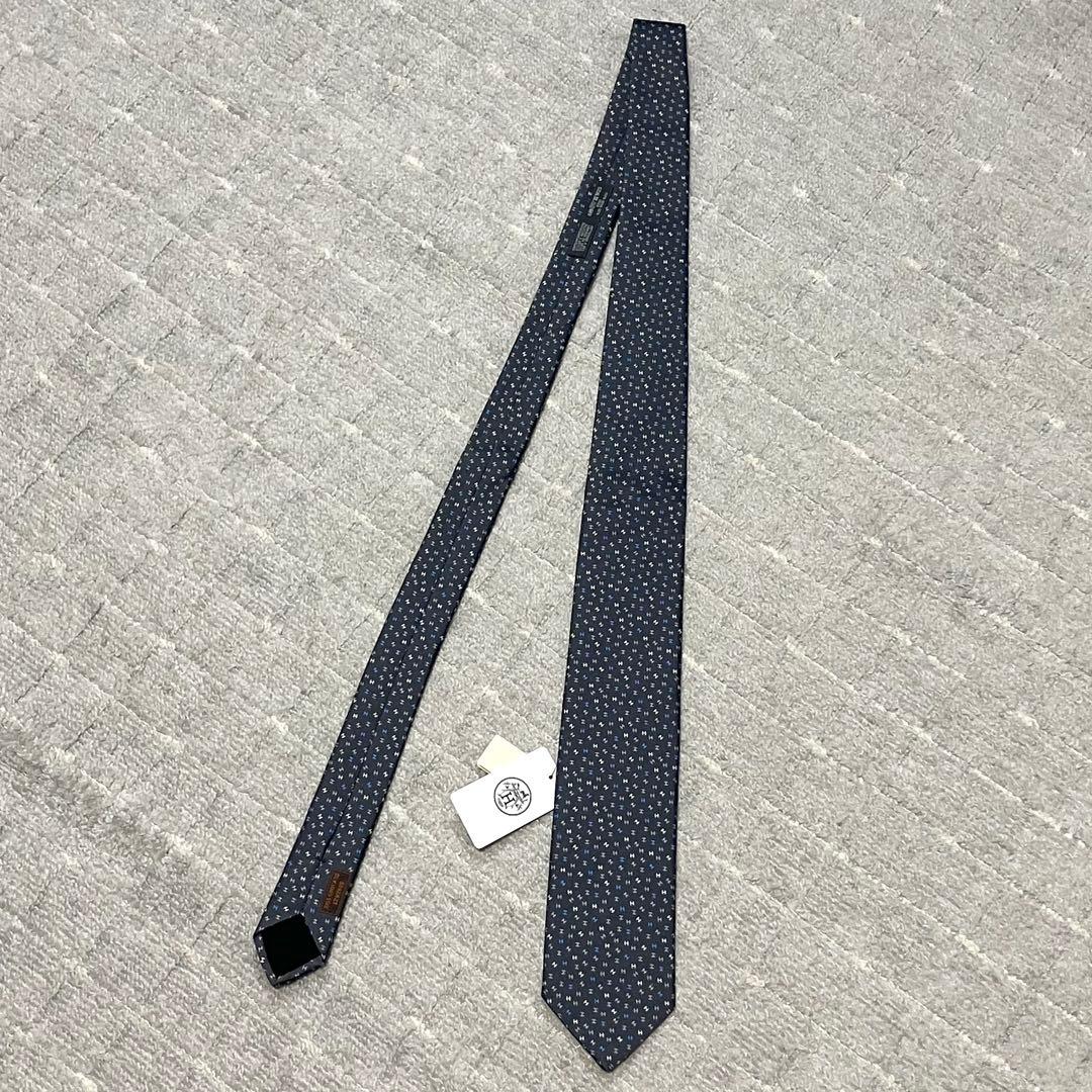 現行！エルメス［未使用タグ付き］ネクタイ　H柄　ファソネ　ジャガード　箱付き