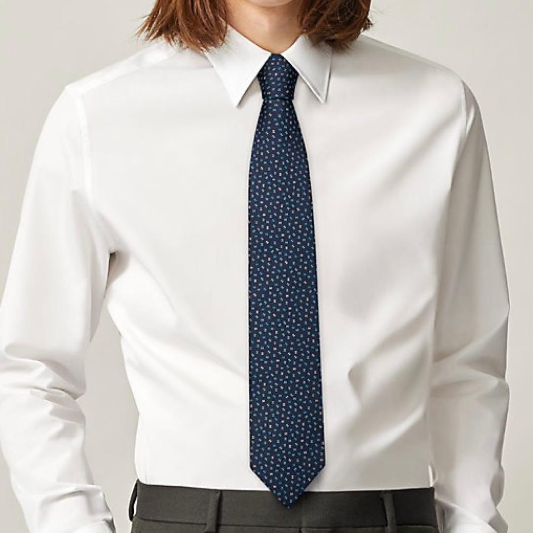 現行！エルメス［未使用タグ付き］ネクタイ　H柄　ファソネ　ジャガード　箱付き