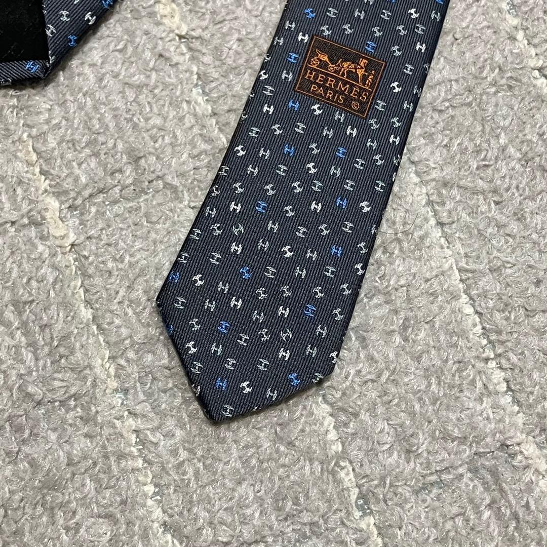 現行！エルメス［未使用タグ付き］ネクタイ　H柄　ファソネ　ジャガード　箱付き