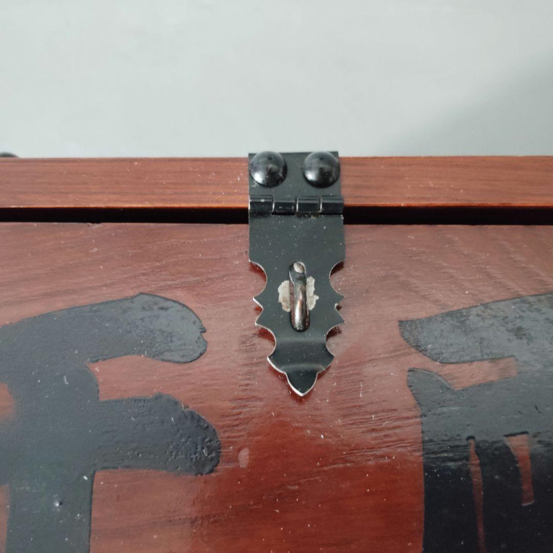 千両箱型 木製収納ボックス 貯金箱 木製×鉄製金具