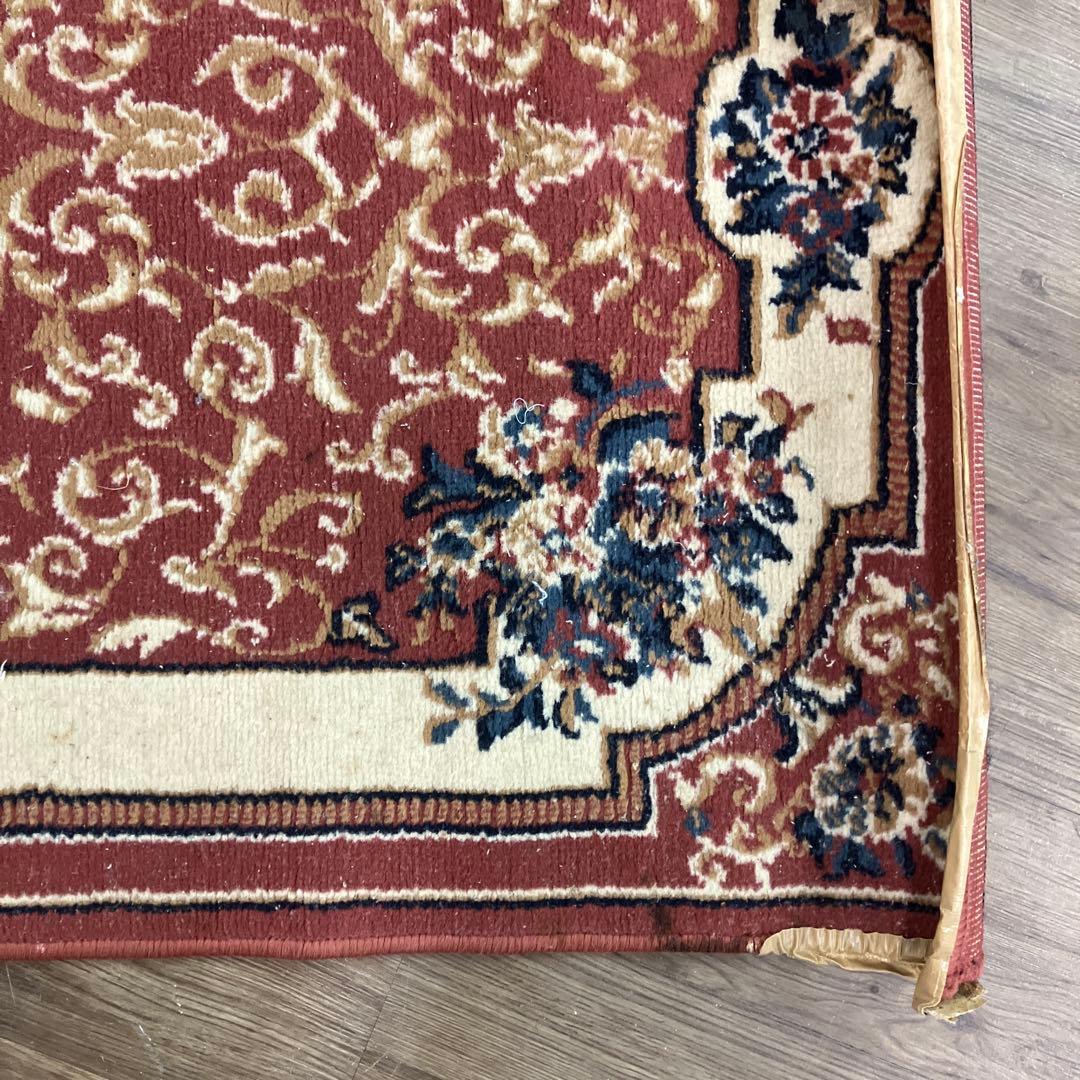 A-4 オリエンタル調 クラシック ラグマット 花柄 ボルドー 玄関マット