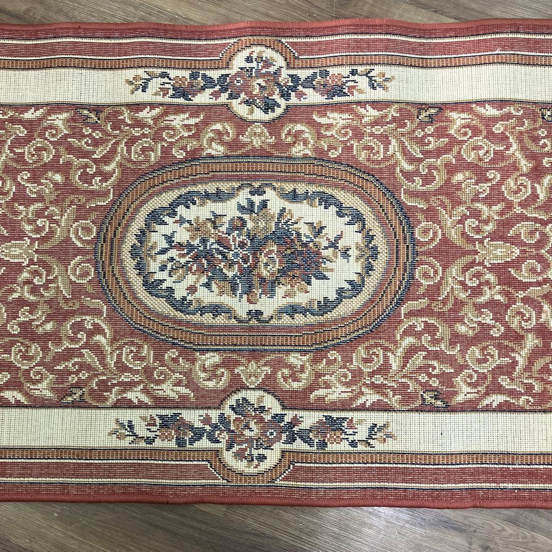 A-4 オリエンタル調 クラシック ラグマット 花柄 ボルドー 玄関マット