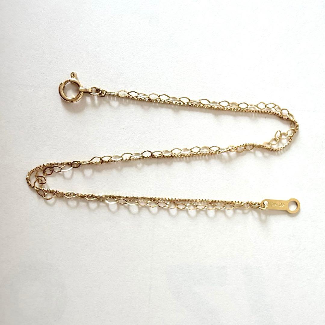 【現行品】4℃ K10 イエローゴールド　2連　チェーンブレスレット　18cm
