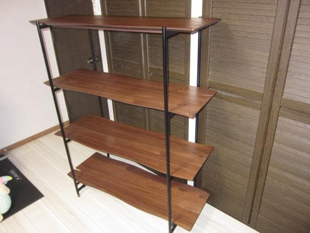 東谷 4段 オープンシェルフJPB-102 天然木ウォルナット/ スチール