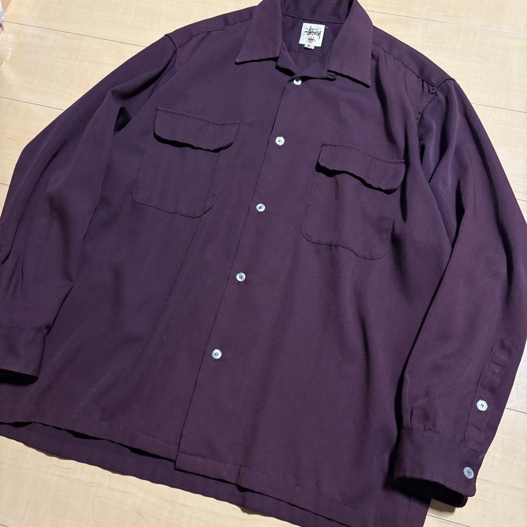 90s OLD STUSSY shirt ステューシー オープンカラー 白タグ