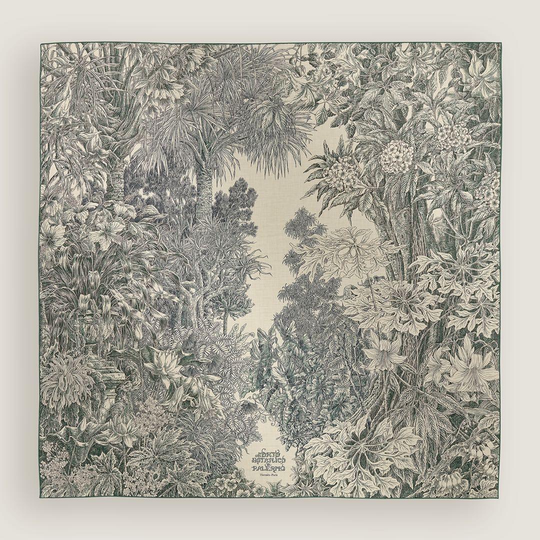 新品未使用 HERMES カレジェアン カシミヤシルク 《パレルモの植物園にて》