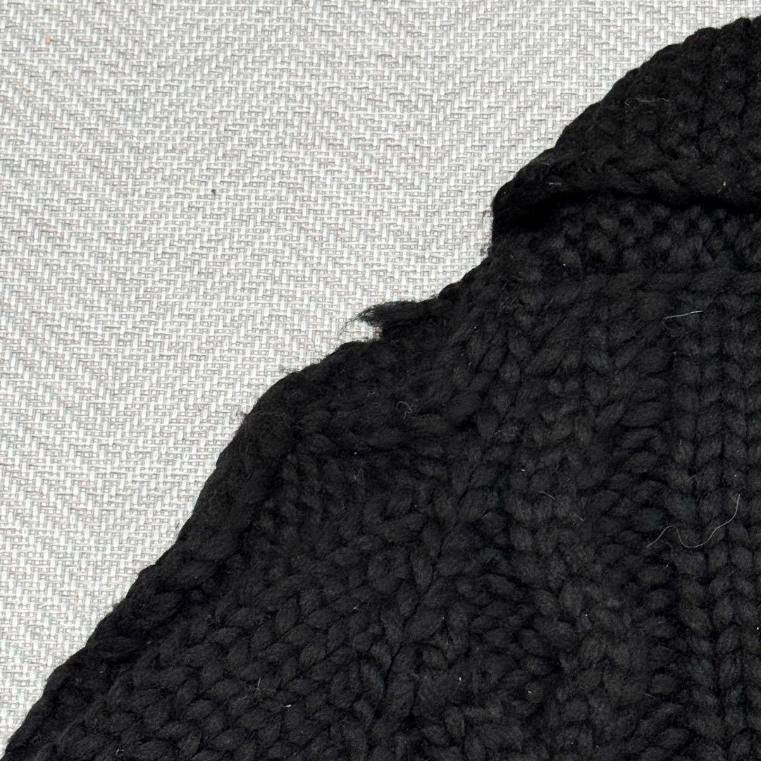 美品 カナタ 現行 カウチンニット ジップ アラン ケーブル カーディガン 黒