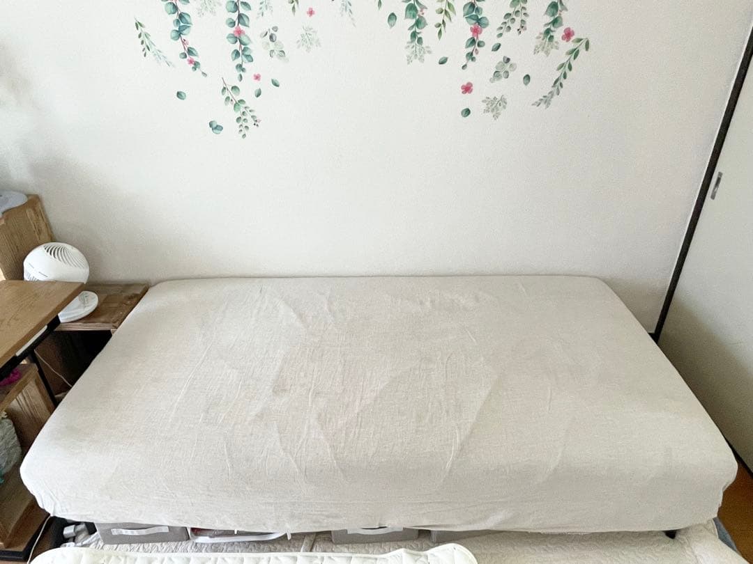 【美品】ニトリ　布張りソファベッド(MB07 BE) 3人掛け ソファ