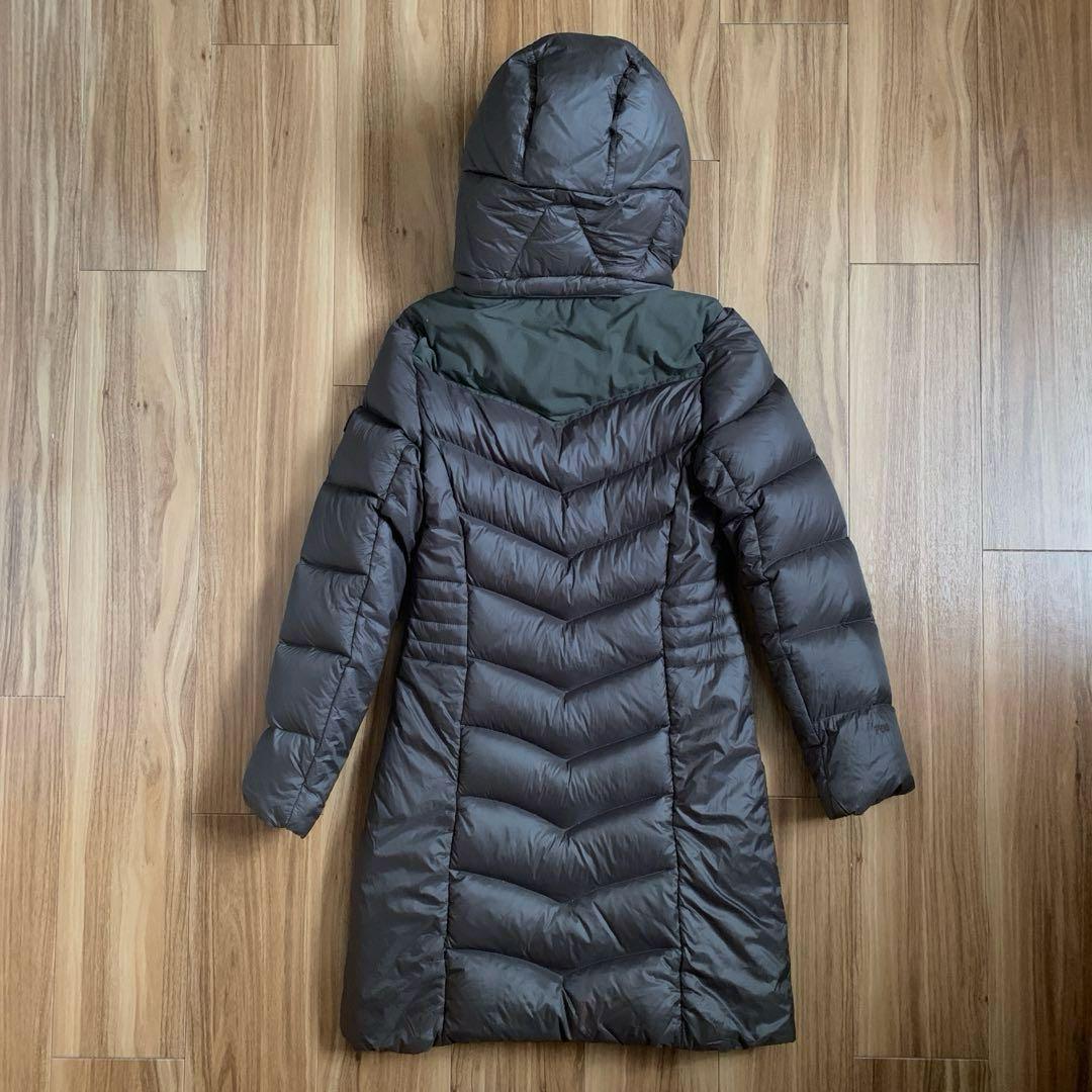 Sノースフェイスレディースブラウン茶色ロングダウンジャケットパーカNORTHFA