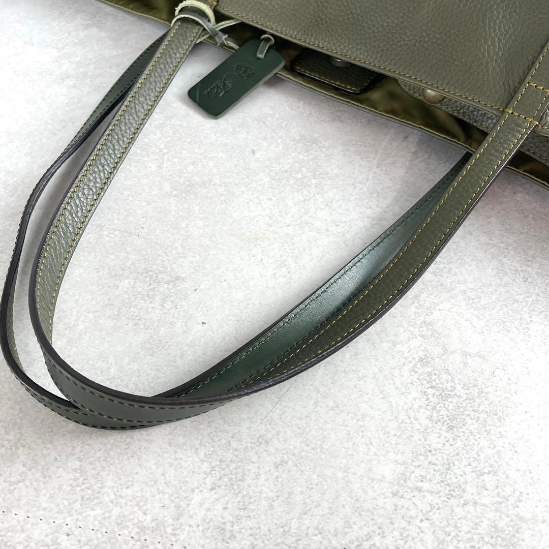 現行✨ フェリージ トートバッグ A4資料 大容量 15-20 レザー オリーブ