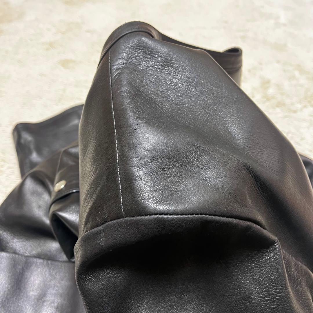 ●アニエスベースペシャル●レザーカーディガンプレッション●パールボタン Lサイズ