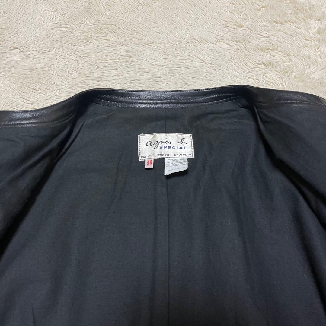 ●アニエスベースペシャル●レザーカーディガンプレッション●パールボタン Lサイズ