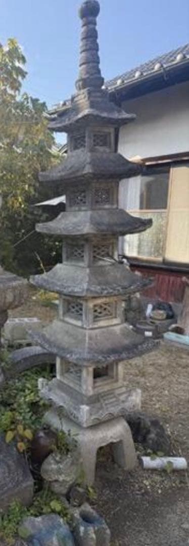 石灯籠 五重塔 燈籠 灯篭 和風 ガーデニング 日本庭園　高さ約255cm