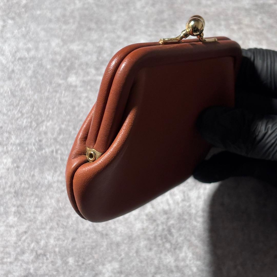 希少 美品 オールドコーチ がま口 ケース グラブタンレザー ブラウン