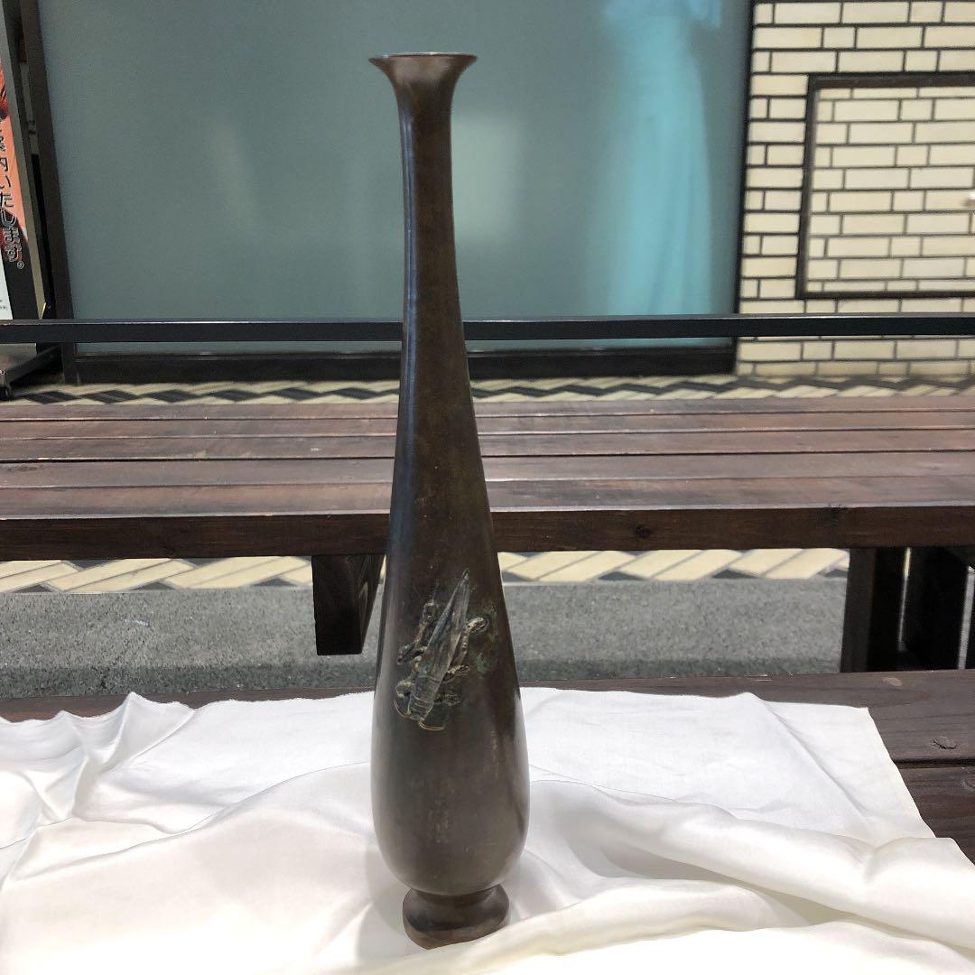 銅製アンティーク昆虫黄金虫一輪挿し