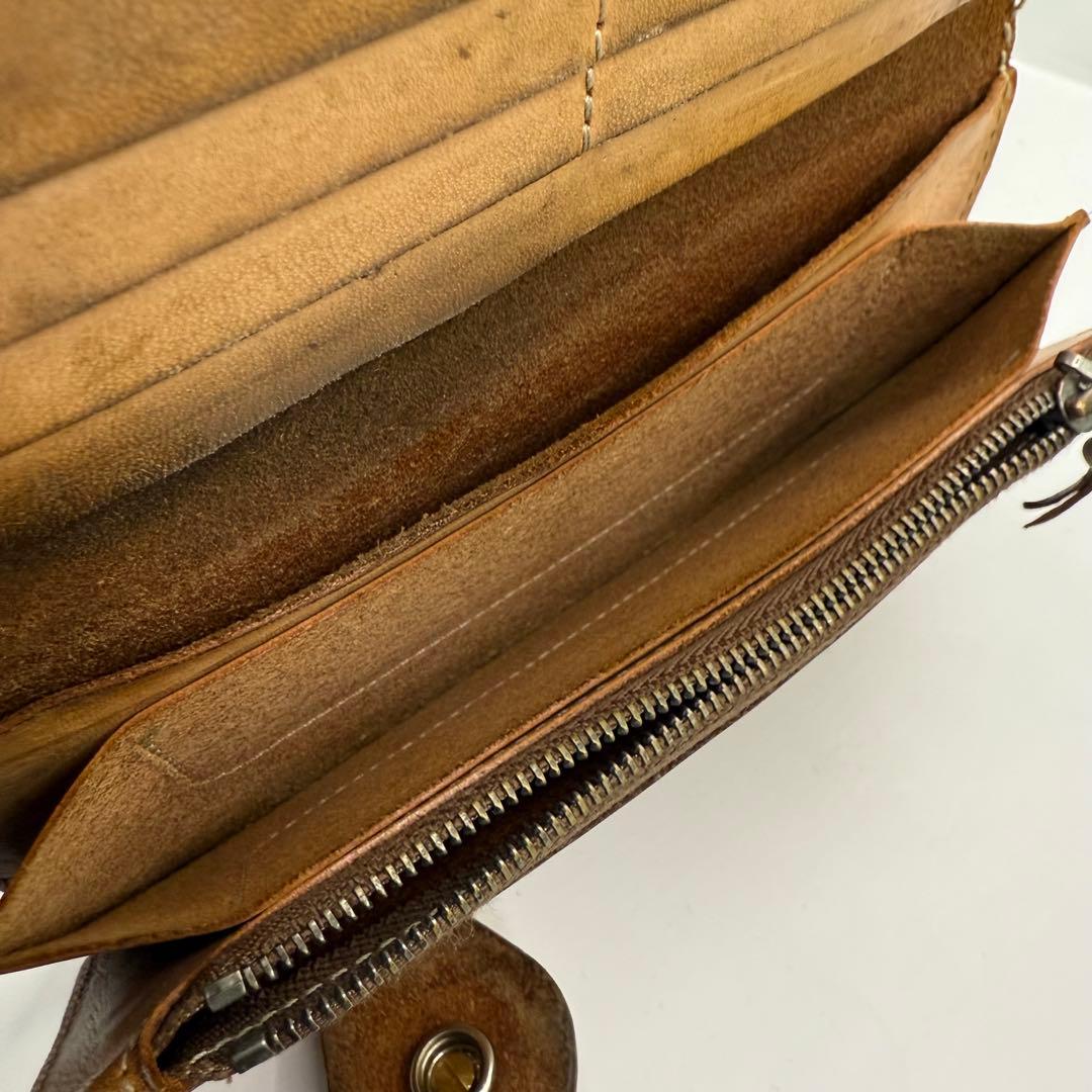 ファニー バイカーズウォレット カービングレザー シルバー金具 ブラウン