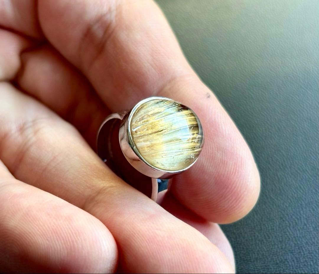 再販不可　夢幻品質　天然石の王者　奇跡のジンタイチンルチルキャッツアイ極上リング