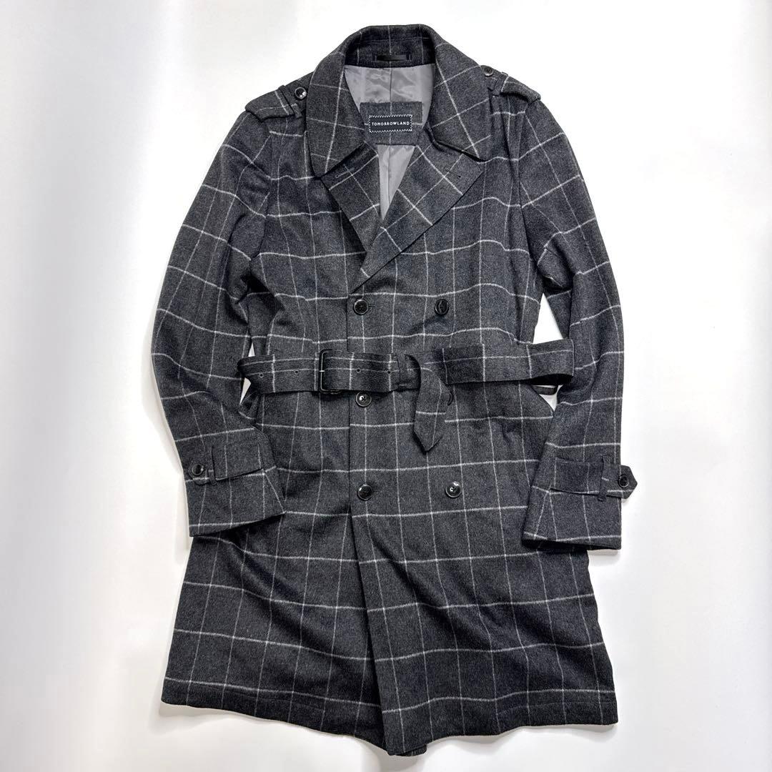 【極美品】トゥモローランド　ウィンドウペン　格子柄　ウールカシミヤトレンチコート