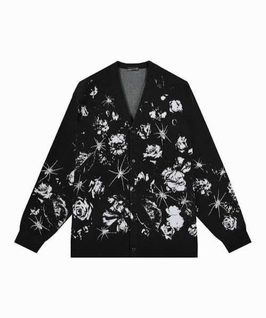 トップス LAD MUSICIAN ROSE SPIDER CARDIGAN BLACK