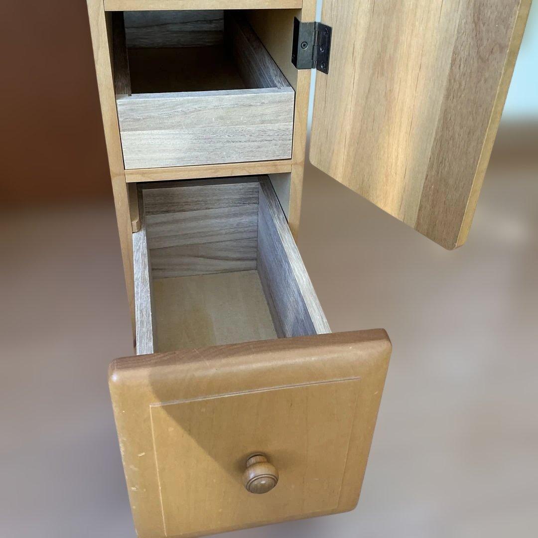 木製ドレッサー丸型ミラー&イス付きドレッサー　家具　鏡台　化粧台　アンティーク