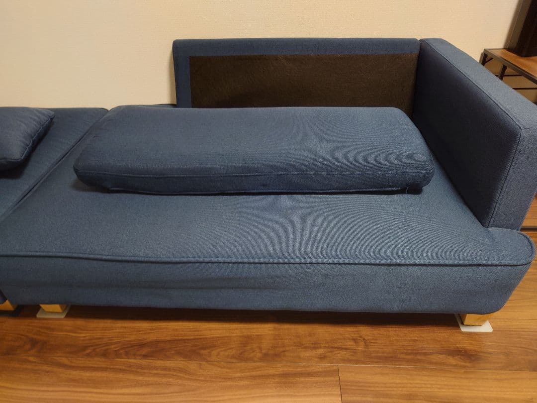 ネイビー コーナーソファ 2個クッション付き