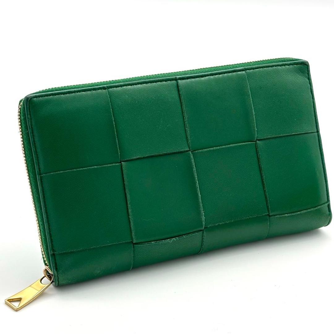 【最高級美品】ボッテガヴェネタ カセット イントレチャート ラウンドファスナー