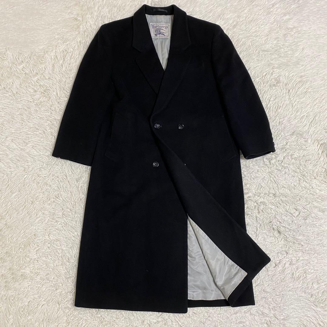 バーバリーズ ダブルチェスターコート　ロング丈　カシミヤ混　ブラック　M