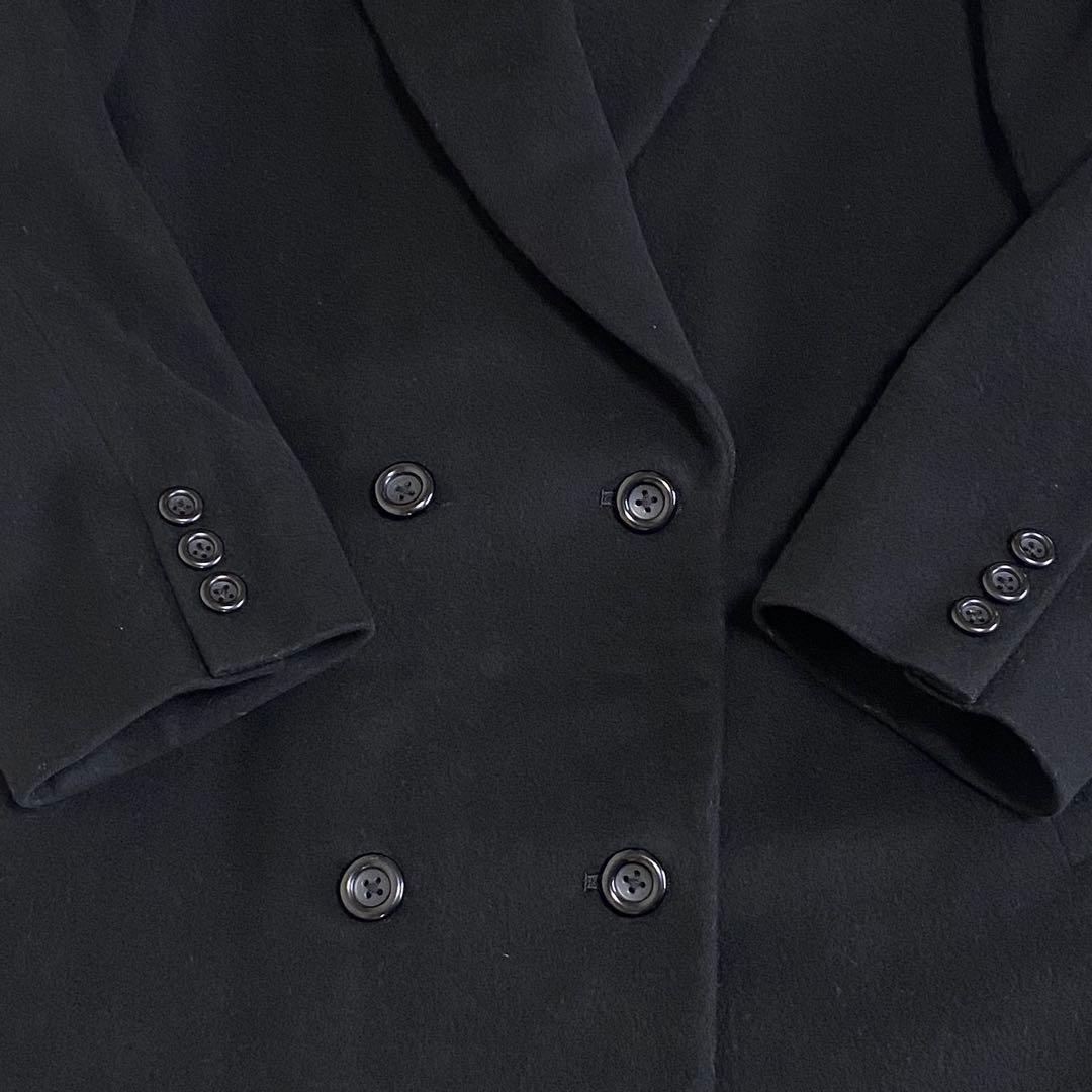 バーバリーズ ダブルチェスターコート　ロング丈　カシミヤ混　ブラック　M