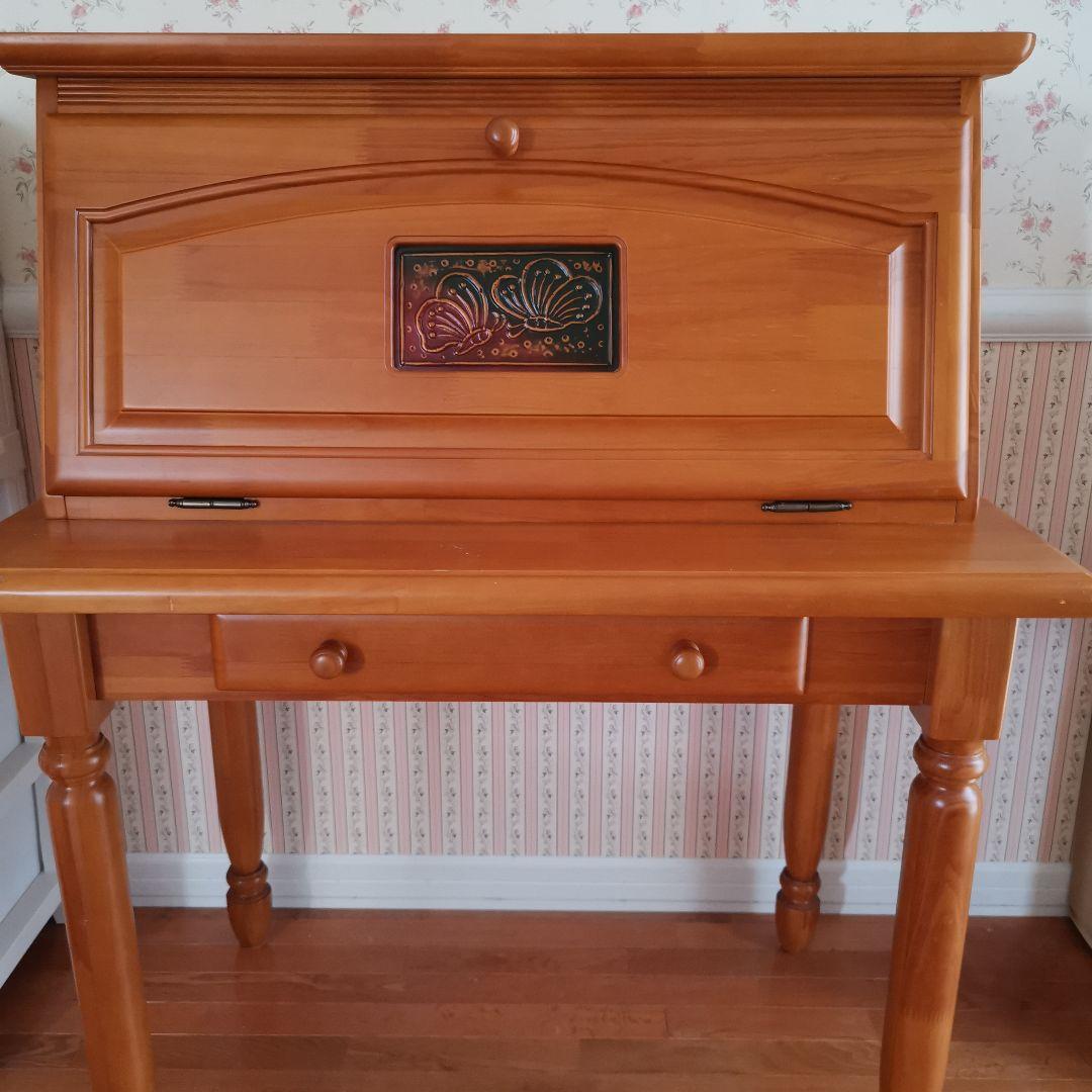 天然木　ライティングビューロー デスク 学習机 カントリー