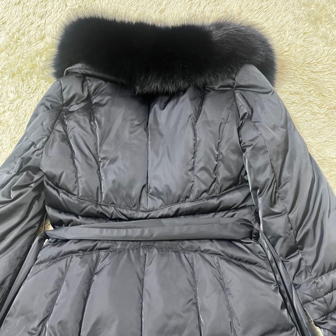 美品 MATERIAL ダウンコート ロング フォックスファー ベルト