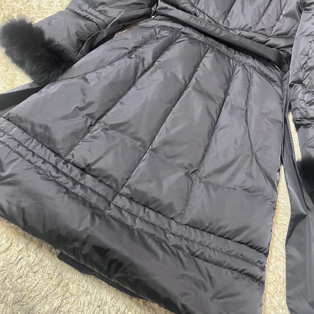 美品 MATERIAL ダウンコート ロング フォックスファー ベルト
