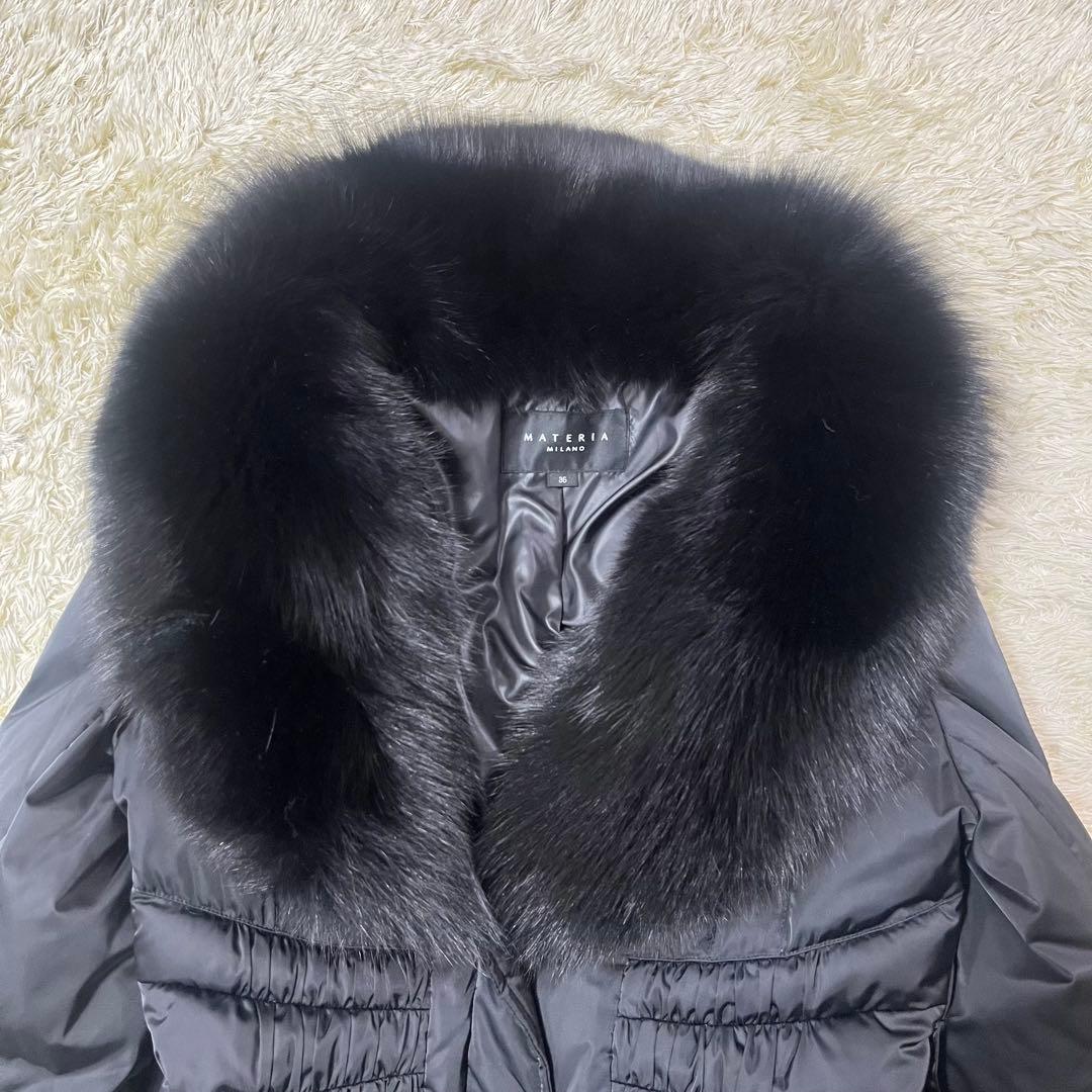 美品 MATERIAL ダウンコート ロング フォックスファー ベルト