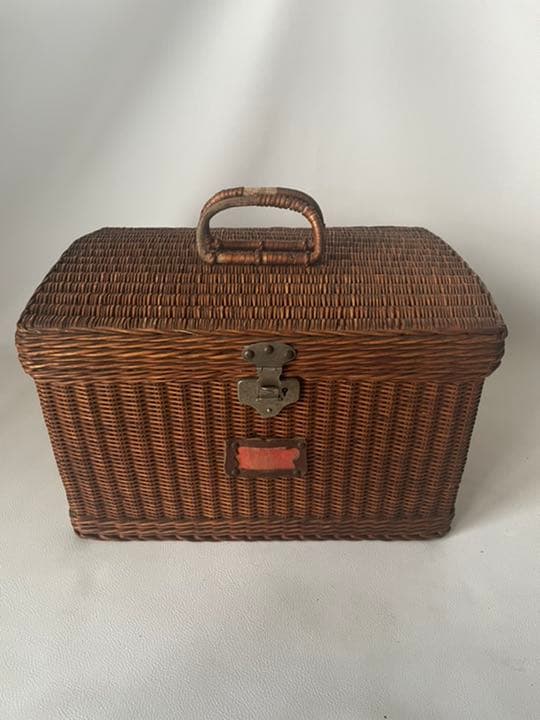 函館区 鐵藏 製 かなり古い 藤 ラタン 天然素材 手付き バスケット  戦前