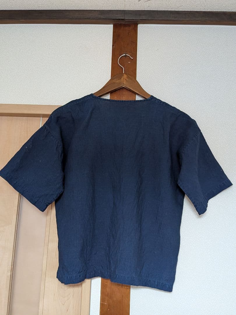 えみおわす 藍染め 半袖ポケットシャツ 麻